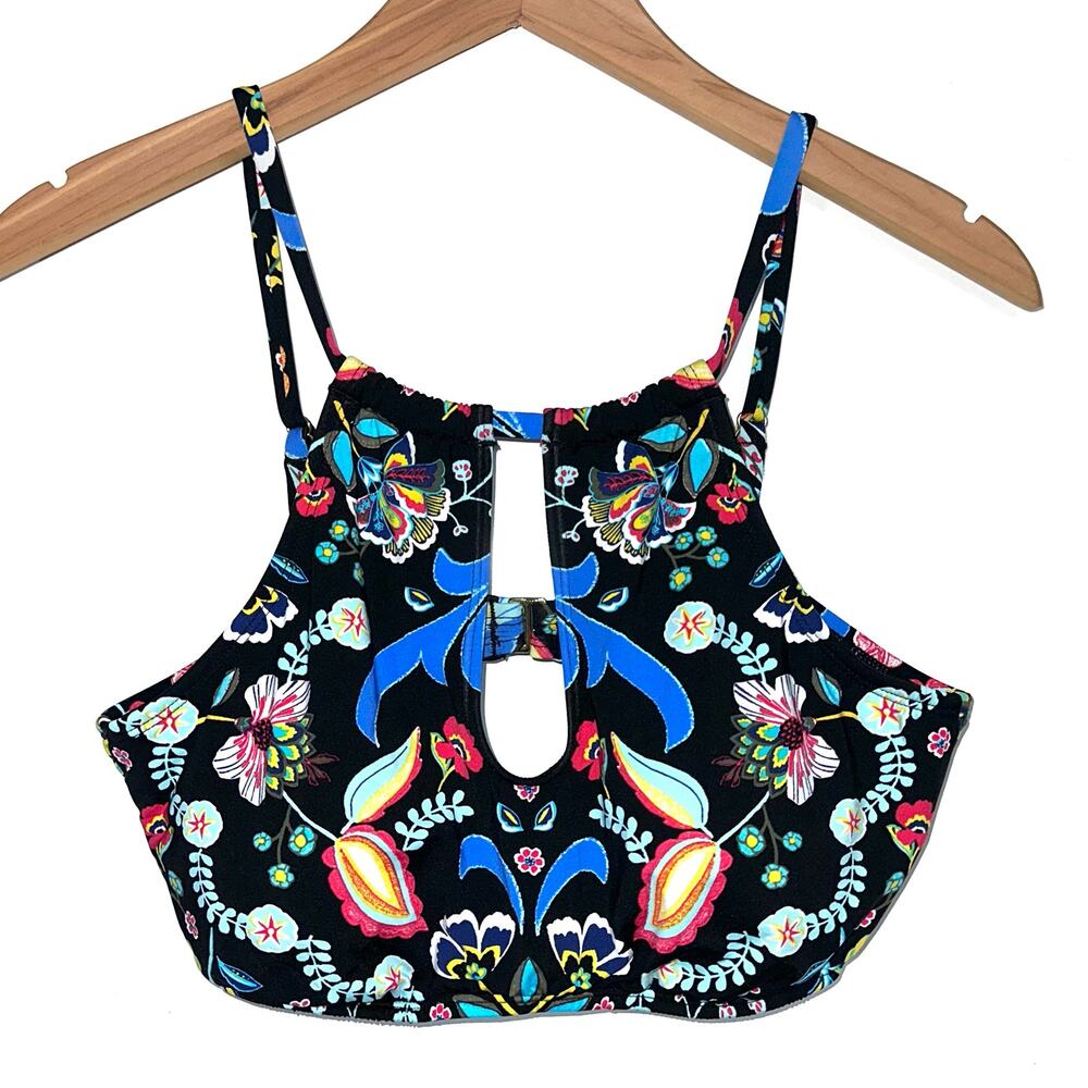 Gibson Latimer Floral Paisley High Neck Keyhole Bikini Top Size XL